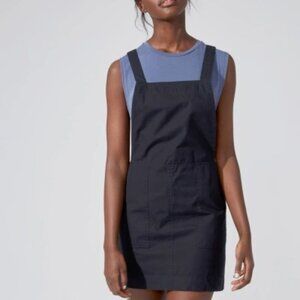 Frank + Oak Pocket Pinafore Dress in True Black (Size M, Overall Dress)